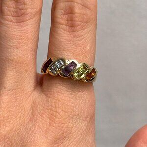 10kt Yellow Gold Multi Gemstone/Birthstone Ring Size 10